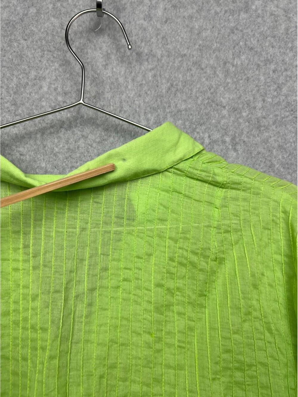 Charlotte Kellogg Women's Sheer Tunic Blouse Plus 2X Lime Green Cotton Beach - Picture 10 of 11